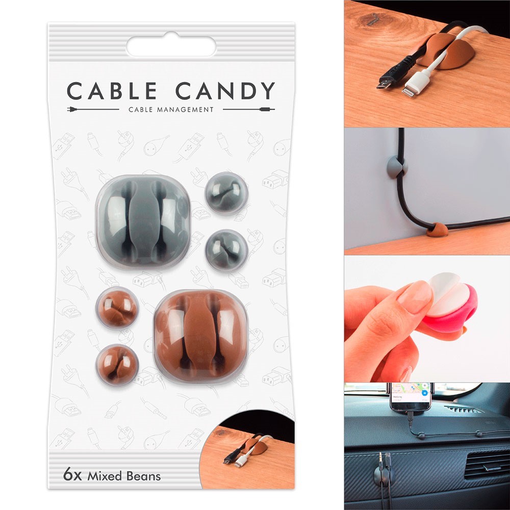 ORGANIZADOR MESA CABOS MIXED BEANS CASTANHO/CINZA CABLECANDY