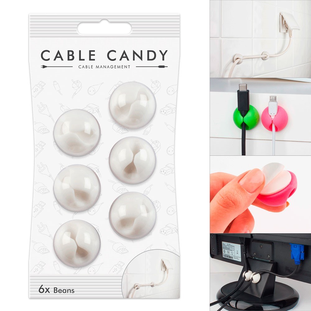 ORGANIZADOR DE MESA P/ CABOS BEANS MEDIUM BRANCO CABLE CANDY