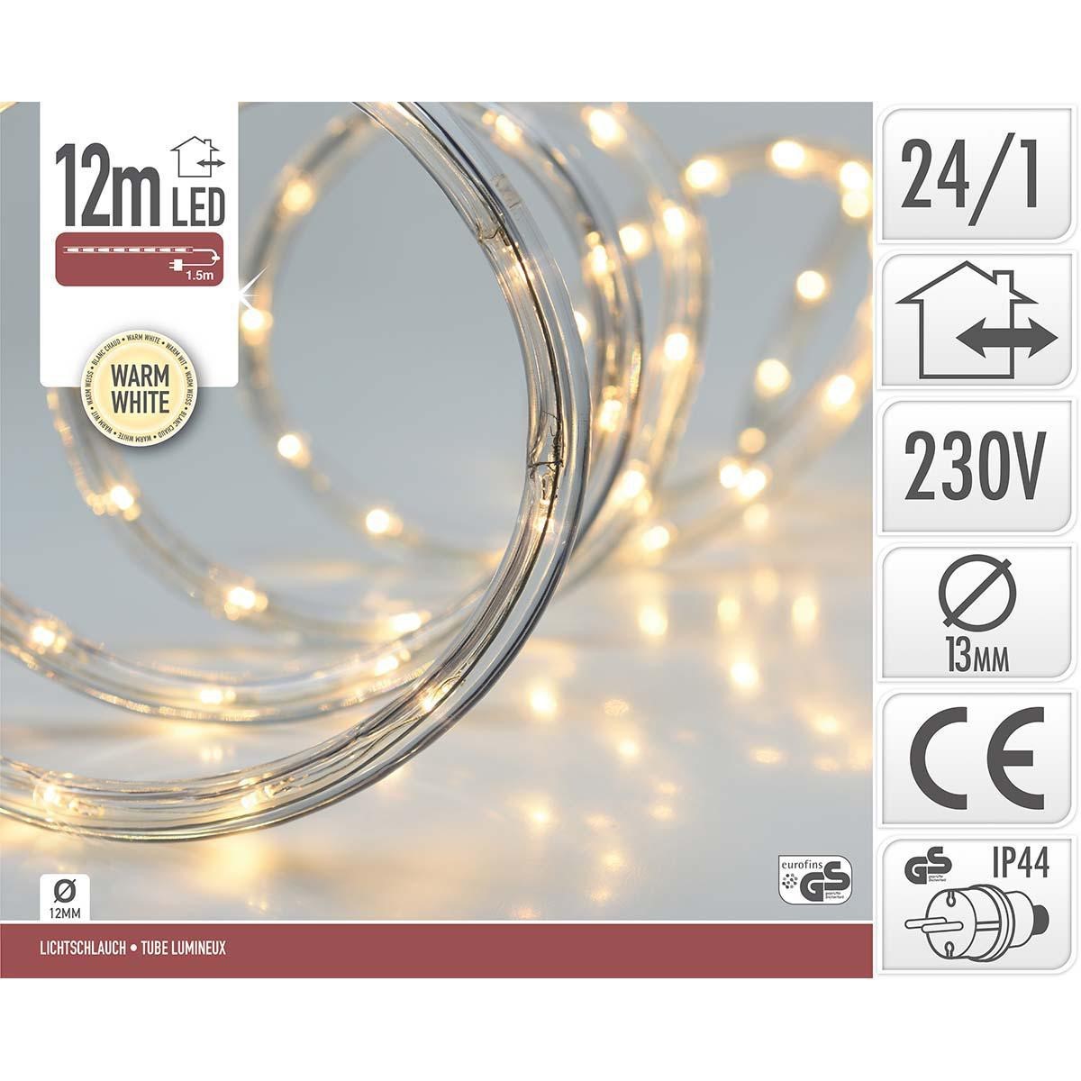 MANGUEIRA DE NATAL LED BRANCO QUENTE Ø12mm 12MTS IP44
