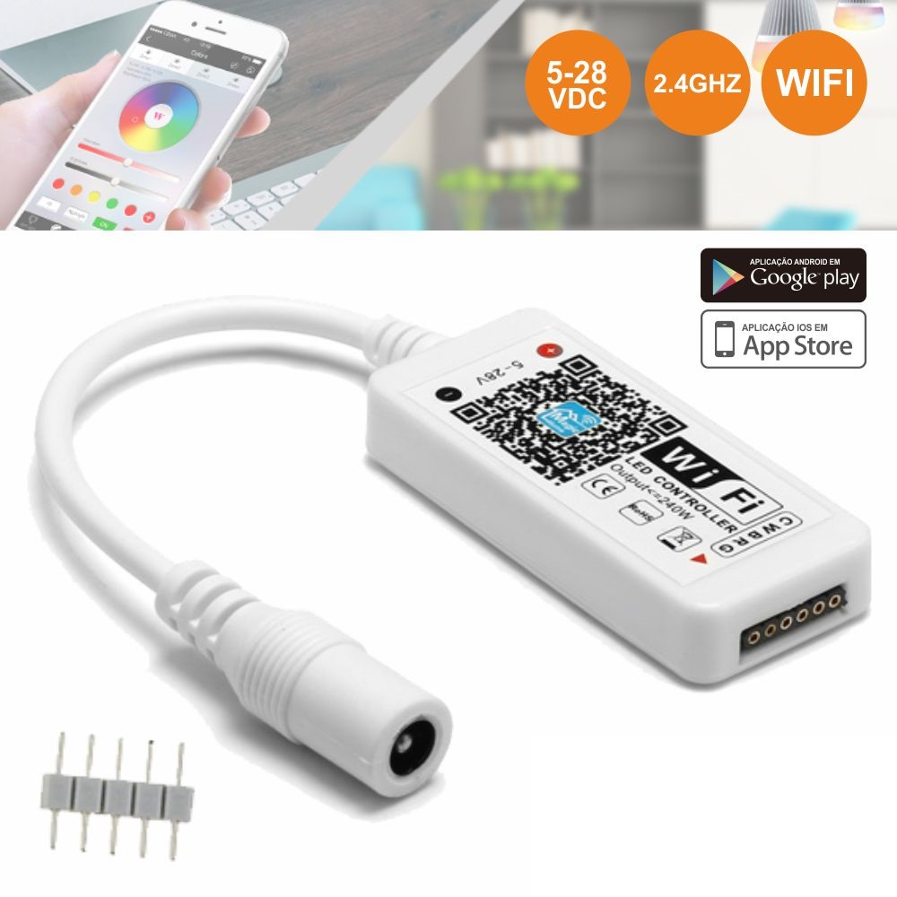 CONTROLADOR P/ FITA LEDS C/ WIFI RGB 5V/28V