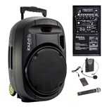 COLUNA PORTATIL AMPLIFICADA 12" 700W USB + 2 MICROFONES VHF
