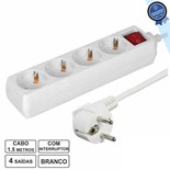 EXTENSAO CORRENTE SCHUKO 4 VIAS + INTERRUPTOR 1.5MT