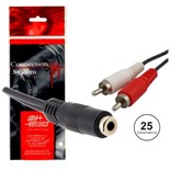 CABO JACK STº 3,5mm FEMEA.P/ 2 RCA MACHO 0,25mts