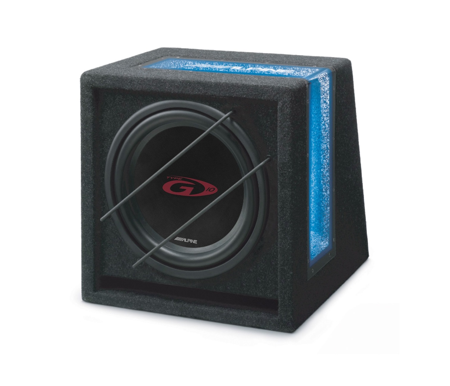 SUBWOOFER 10" 150W BASS REFLEX ILUMINAÇÃO AZUL ALPINE SBG-1044BR