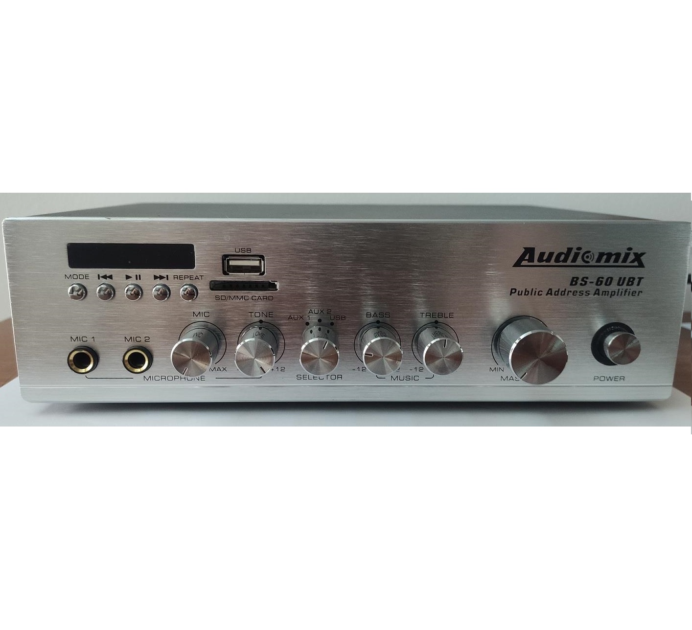 AUDIOMIX BS-60 UBT AMPLIFICADOR STEREO 2X30W 8OHM MIC USB/BT/SD