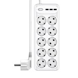 EXTENSÃO CORRENTE SCHUKO 10 VIAS 3 USB E INTERRUPTOR 2M