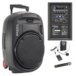 COLUNA PORTATIL AMPLIFICADA 12" 700W USB + 2 MICROFONES UHF