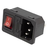 FICHA USA MACHO PAINEL C/FUSIVEL+INTERRUPTOR C/ LUZ VERMELA