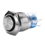 INTERRUPTOR REDONDO ON/OFF METAL 24V LUZ VERMELHA IP65 19MM
