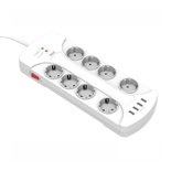 EXTENSÃO 8 TOMADAS SCHUKO C/ 4 USB E INTERRUPTOR 3M