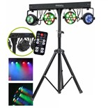 CONJUNTO 2 LED PAR + 2 MOONFLOWER DMX C/ SUPORTE