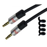 EXTENSAO AUDIO JACK 3.5 MACHO MACHO STEREO 1.5MT ESPIRAL DCU