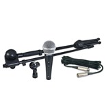 CONJUNTO MICROFONE SUPORTE+TRIPE+CABO XLR/6,5
